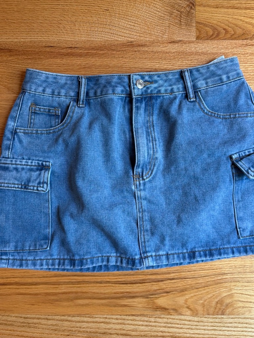 SHEIN Blue Denim Cargo Mini Skirt